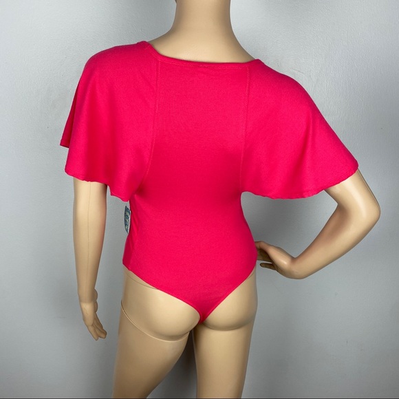 NEW FREE PEOPLE RIBBED FLUTTER SLEEVE BODYSUIT - Picture 8 of 9